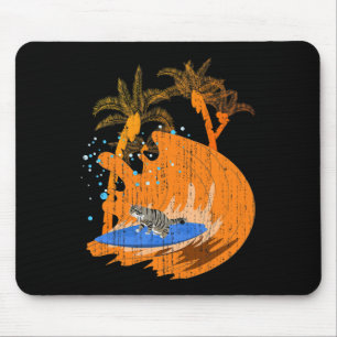 Funny Surfer Animal Cat Surfboard Ocean Sport Wave Mouse Pad