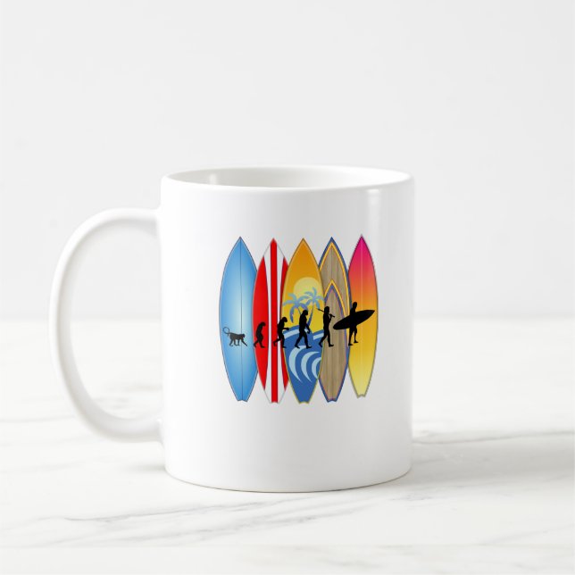 Funny Surfer Evolution Coffee Mug (Left)