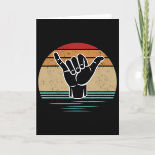 Funny Surfer Hand Gesture Shaka Vintage Retro Surf Card