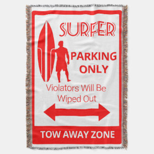 Funny Surfer Parking Only Throw Blanket