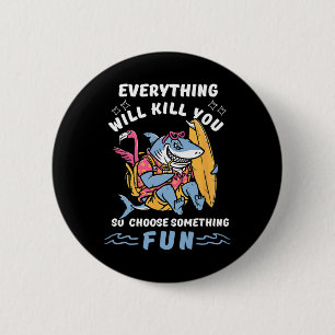 Funny Surfing Adventure Sharks Lover Summer Tees K 6 Cm Round Badge