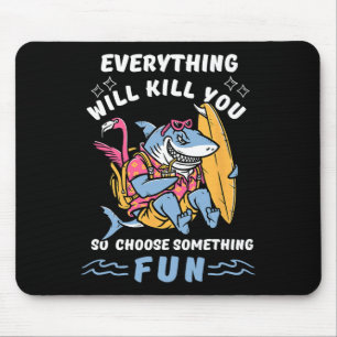 Funny Surfing Adventure Sharks Lover Summer Tees K Mouse Pad
