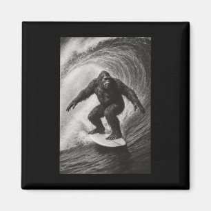 Funny Surfing Bigfoot Sea Selfie On Surfboard Beac Magnet