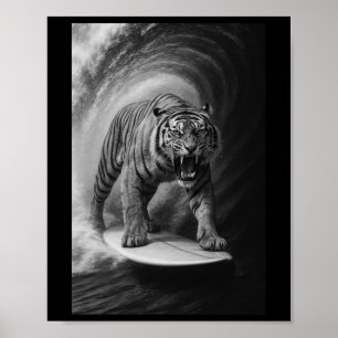 Funny Surfing Bigfoot Sea Selfie On Surfboard Safa Poster