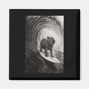 Funny Surfing Capyra Selfie On Surfboard Beach Ani Magnet