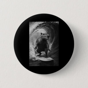 Funny Surfing Capyra Selfie Surfboard Beach Animal 6 Cm Round Badge