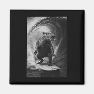 Funny Surfing Capyra Selfie Surfboard Beach Animal Magnet