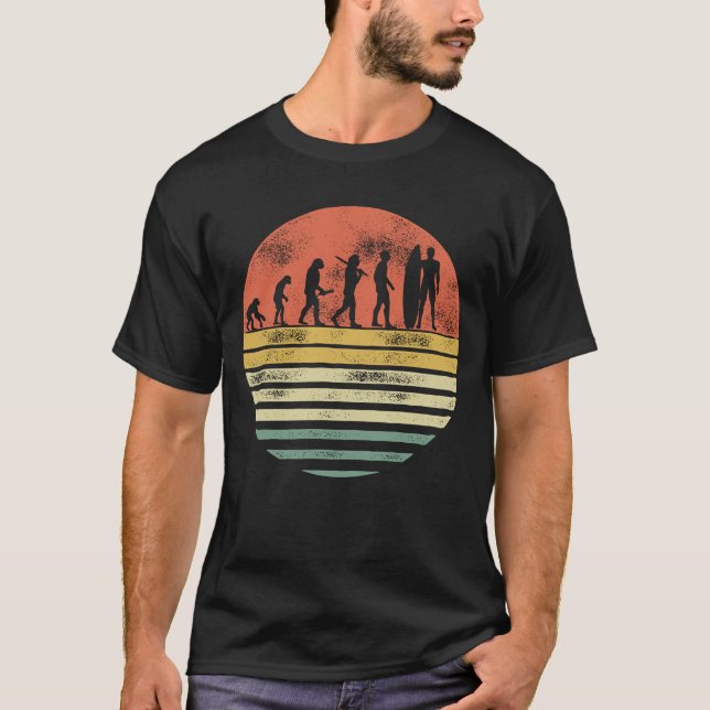 Funny surfing Evolution Retro Gift for Surfers T-Shirt (Front)