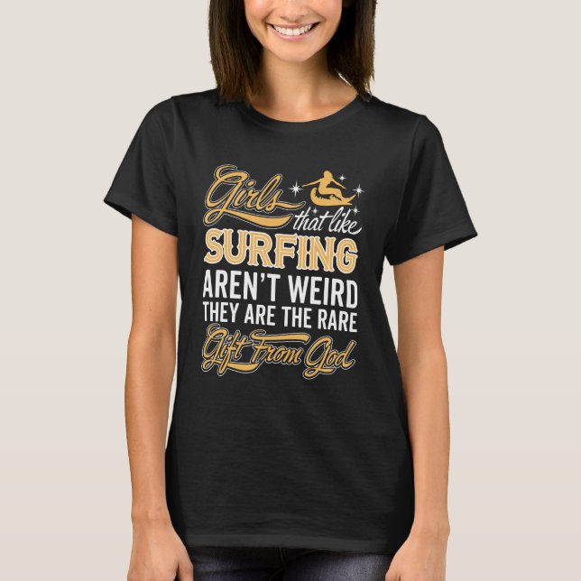 Funny Surfing Girl - Surfer Lady T-Shirt (Front)