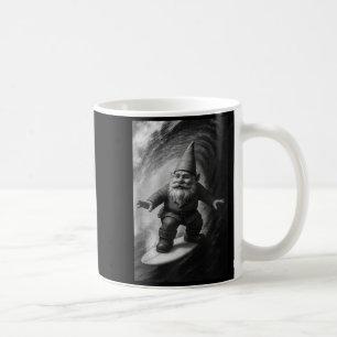Funny surfing gnome selfie on surfboard beach coffee mug