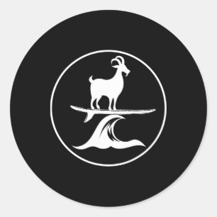 Funny Surfing Goat Cool Kids Farm Animal Goats Gif Classic Round Sticker