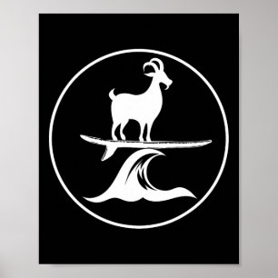 Funny Surfing Goat Cool Kids Farm Animal Goats Gif Poster