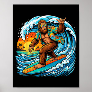 Funny surfing hawaii summer beach surf wave poster
