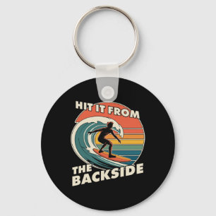 Funny Surfing Hit It Ckside Goofy Foot Surfer Retr Key Ring