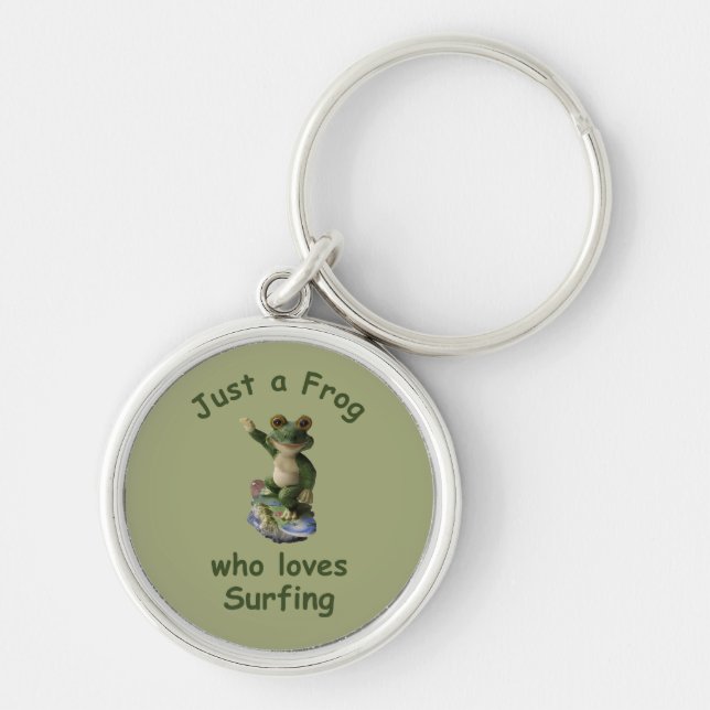 Funny surfing Kawai frog Key Ring (Front)