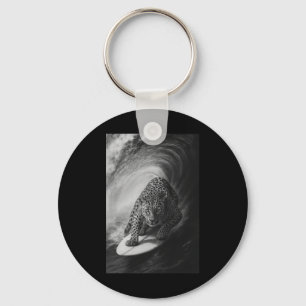 Funny Surfing Leopard Selfie On Surfboard Safari A Key Ring