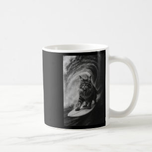 Funny Surfing Maine Coon Cat Selfie Beach Animal M Coffee Mug