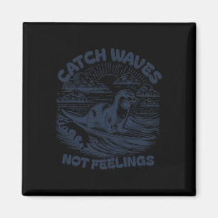 Funny Surfing Otter Graphic Novelty 90s  Magnet