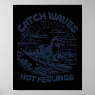 Funny Surfing Otter Graphic Novelty 90s Poster