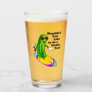 Funny Surfing Pickle Glass