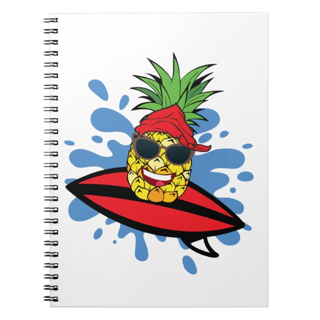 Funny Surfing Pineapple Notebook (Front)