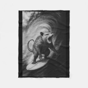 Funny Surfing Possum Selfie On Surfboard Beach Ani Fleece Blanket