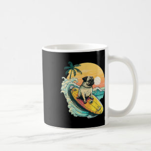 Funny Surfing Pug On Beach Pet Lover Vacation Summ Coffee Mug