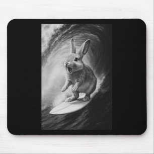 Funny Surfing Rabbit Selfie Animal Mouse Pad