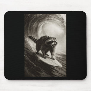 Funny Surfing Raccoon Selfie On Surfboard Beach An Mouse Pad