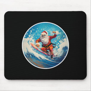 Funny Surfing Santa On Surfboard Christmas In July Mouse Pad