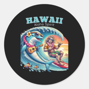 Funny Surfing Shirt - Aloha Spirit Hawaii Classic Round Sticker