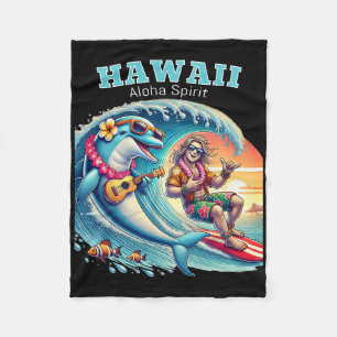 Funny Surfing Shirt - Aloha Spirit Hawaii Fleece Blanket