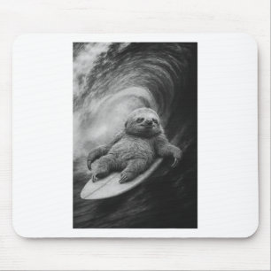 Funny Surfing Sloth Sea Selfie On Surfboard Beach Mouse Pad
