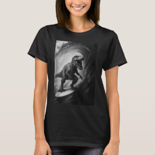Funny surfing t rex dinosaur selfie surfboard T-Shirt