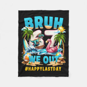 Funny Surfing T-Rex Flamingo - Bruh 67 Last Day of Fleece Blanket
