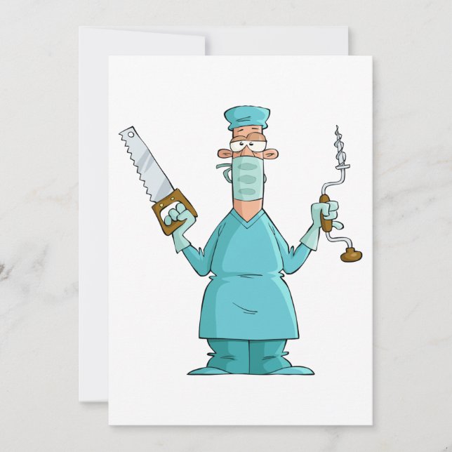 Funny Surgeon Cartoon Hilarious Medical Humour  Invitation (Front)