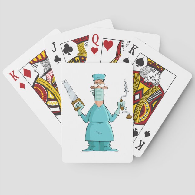 Funny Surgeon Cartoon Hilarious Medical Humour  Playing Cards (Back)