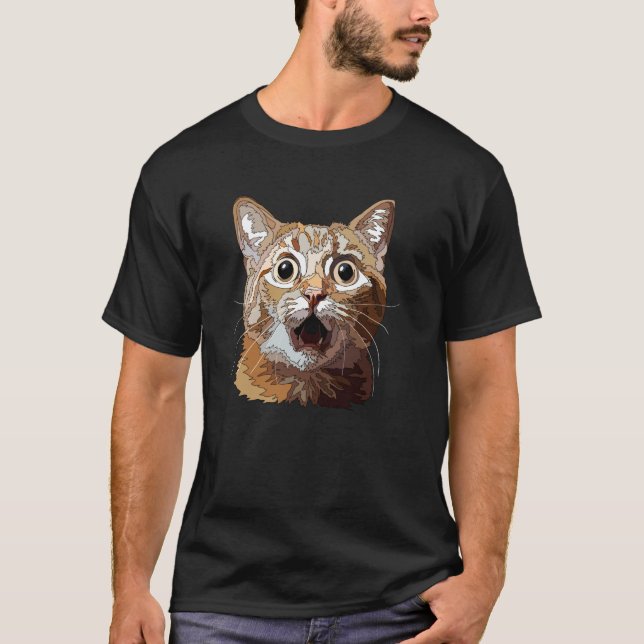 Funny Surprised Cat T-Shirt (Front)