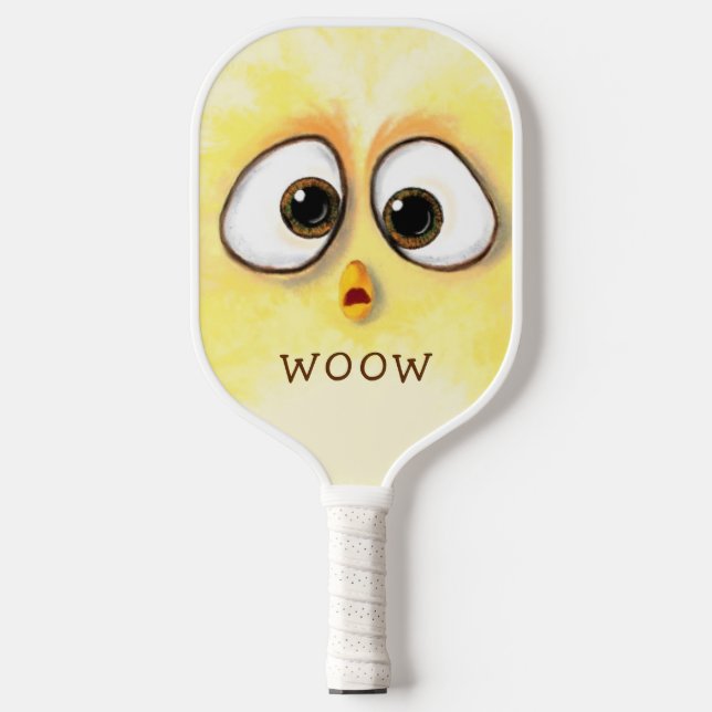 Funny Surprised Chicken Pickleball Paddle Cartoon (Front)