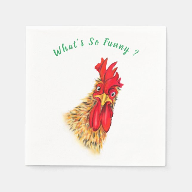 Funny Surprised Curious Rooster - Custom Text Napkin (Front)