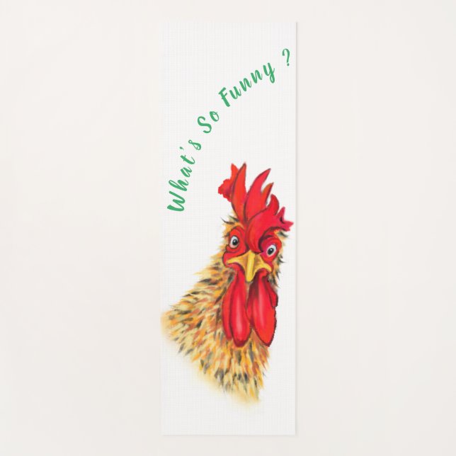 Funny Surprised Curious Rooster - Custom Text Yoga Mat (Front)