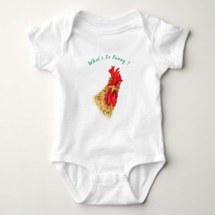 Funny Surprised Curious Rooster - What's So Funny Baby Bodysuit