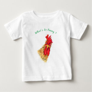 Funny Surprised Curious Rooster - What's So Funny Baby T-Shirt
