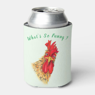 Funny Surprised Curious Rooster - What's So Funny  Can Cooler
