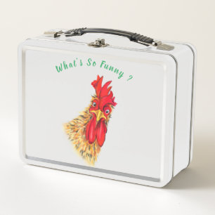Funny Surprised Curious Rooster - What's So Funny  Metal Lunch Box