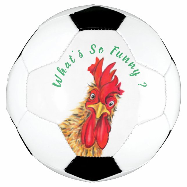Funny Surprised Curious Rooster - What's So Funny  Soccer Ball (Front)