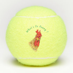 Funny Surprised Curious Rooster - What's So Funny Tennis Balls