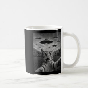 Funny Surprised Ed Cat Selfie With Alien Ufo Cat U Coffee Mug