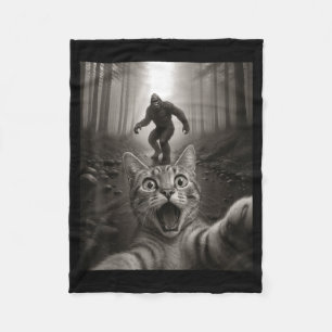 Funny Surprised Ed Cat Selfie With Bigfoot Sasquat Fleece Blanket