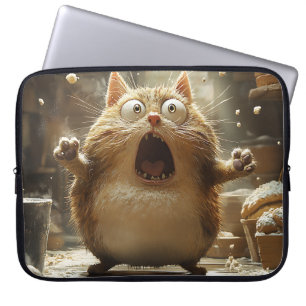 FUNNY SURPRISED FAT KITTY CAT LAPTOP SLEEVE